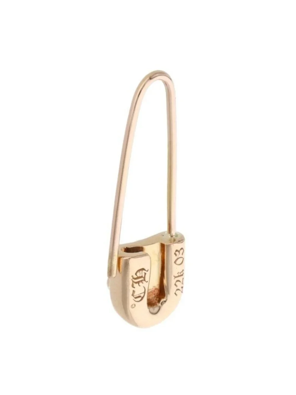 Chrome Hearts 22k ER Safety Pin Dia Gold Earrings